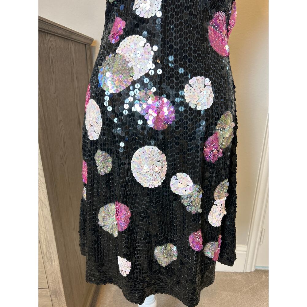 Nadine Boutique | Vintage Black/Pink/Silver Sequins Sheath Dress | Large - Picture 13 of 14